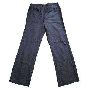 Eileen Fischer Wide Leg Pants Classic Linen Blend Black | Women's 12 Pre-owned